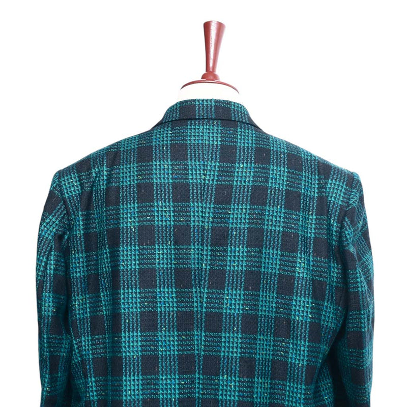 Mens Blazer Blue Green Plaid Wool Dress Formal Jacket Wedding Sport Coat 48R