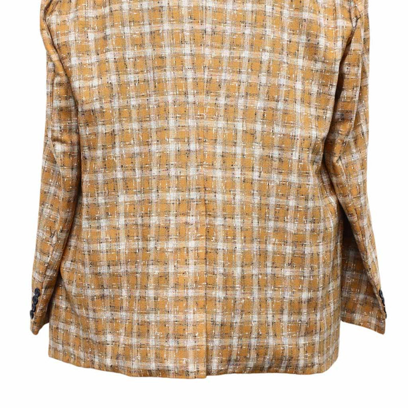 Mens Blazer Orange Beige Plaid Wool Dress Formal Jacket Wedding Sport Coat 48R