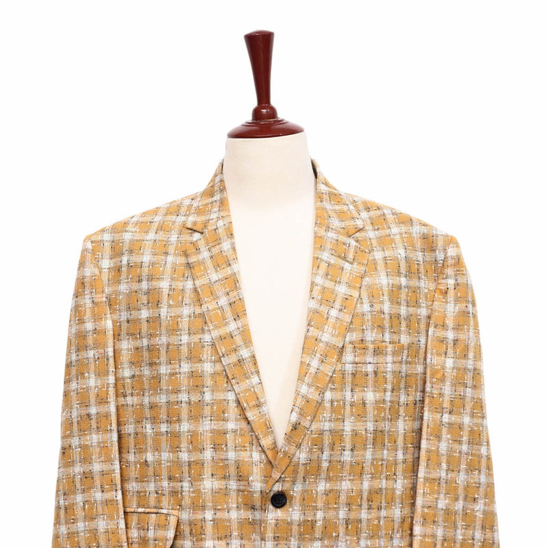 Mens Blazer Orange Beige Plaid Wool Dress Formal Jacket Wedding Sport Coat 48R