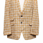 Mens Blazer Orange Beige Plaid Wool Dress Formal Jacket Wedding Sport Coat 48R