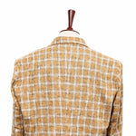 Mens Blazer Orange Beige Plaid Wool Dress Formal Jacket Wedding Sport Coat 48R