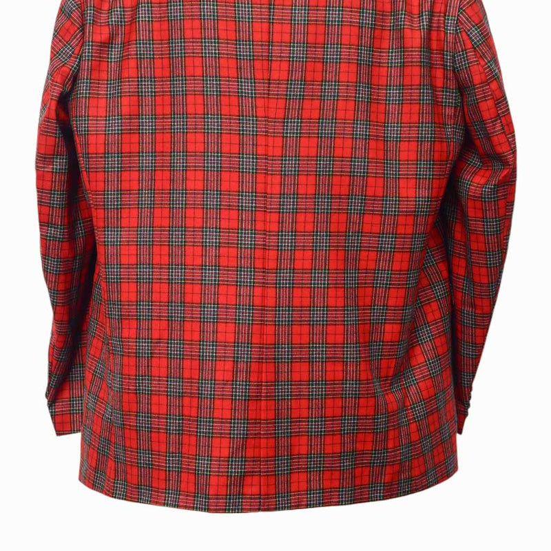 Mens Blazer Red Green Plaid Wool Dress Formal Suit Jacket Wedding Sport Coat 48R