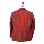 Mens Blazer Red Green Plaid Wool Dress Formal Suit Jacket Wedding Sport Coat 48R