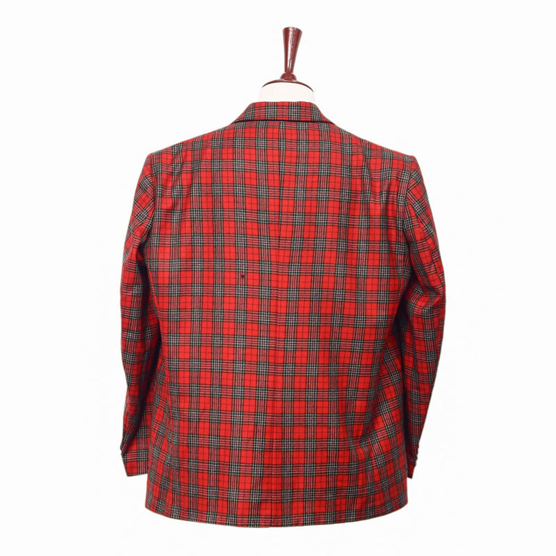 Mens Blazer Red Green Plaid Wool Dress Formal Suit Jacket Wedding Sport Coat 48R