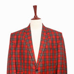 Mens Blazer Red Green Plaid Wool Dress Formal Suit Jacket Wedding Sport Coat 48R