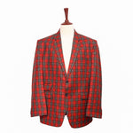 Mens Blazer Red Green Plaid Wool Dress Formal Suit Jacket Wedding Sport Coat 48R