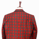 Mens Blazer Red Green Plaid Wool Dress Formal Suit Jacket Wedding Sport Coat 48R