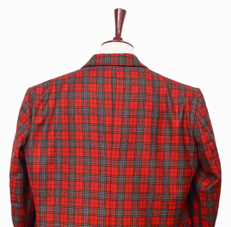 Mens Blazer Red Green Plaid Wool Dress Formal Suit Jacket Wedding Sport Coat 48R