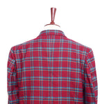 Mens Blazer Plaid Red Teal Orange Wool Formal Suit Jacket Wedding Sport Coat 46R