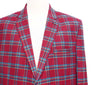 Mens Blazer Plaid Red Teal Orange Wool Formal Suit Jacket Wedding Sport Coat 46R