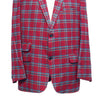 Mens Blazer Plaid Red Teal Orange Wool Formal Suit Jacket Wedding Sport Coat 46R