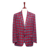 Mens Blazer Plaid Red Teal Orange Wool Formal Suit Jacket Wedding Sport Coat 46R
