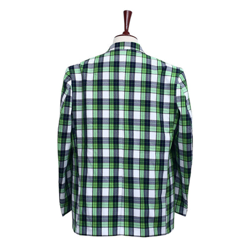Mens Blazer Plaid Green Blue White Dress Formal Jacket Wedding Sport Coat 46R