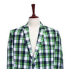 Mens Blazer Plaid Green Blue White Dress Formal Jacket Wedding Sport Coat 46R