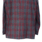 Mens Blazer Gray Red Plaid Check Wool Dress Formal Jacket Wedding Sport Coat 48R