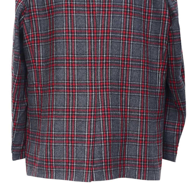 Mens Blazer Gray Red Plaid Check Wool Dress Formal Jacket Wedding Sport Coat 48R