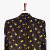 Mens Blazer Velvet Floral Brown Yellow Formal Suit Jacket Wedding Sport Coat 48R