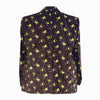 Mens Blazer Velvet Floral Brown Yellow Formal Suit Jacket Wedding Sport Coat 48R
