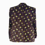 Mens Blazer Velvet Floral Brown Yellow Formal Suit Jacket Wedding Sport Coat 48R