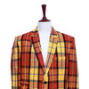 Mens Blazer Red Yellow Plaid Wool Dress Formal Jacket Wedding Sport Coat 48R