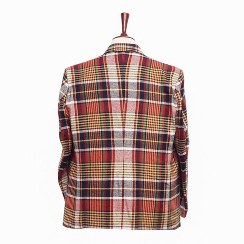Mens Blazer Plaid 100% Wool Multicolor Lined Dress Formal Jacket Sport Coat 48R