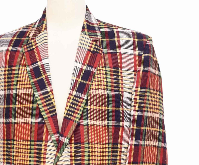 Mens Blazer Plaid 100% Wool Multicolor Lined Dress Formal Jacket Sport Coat 48R