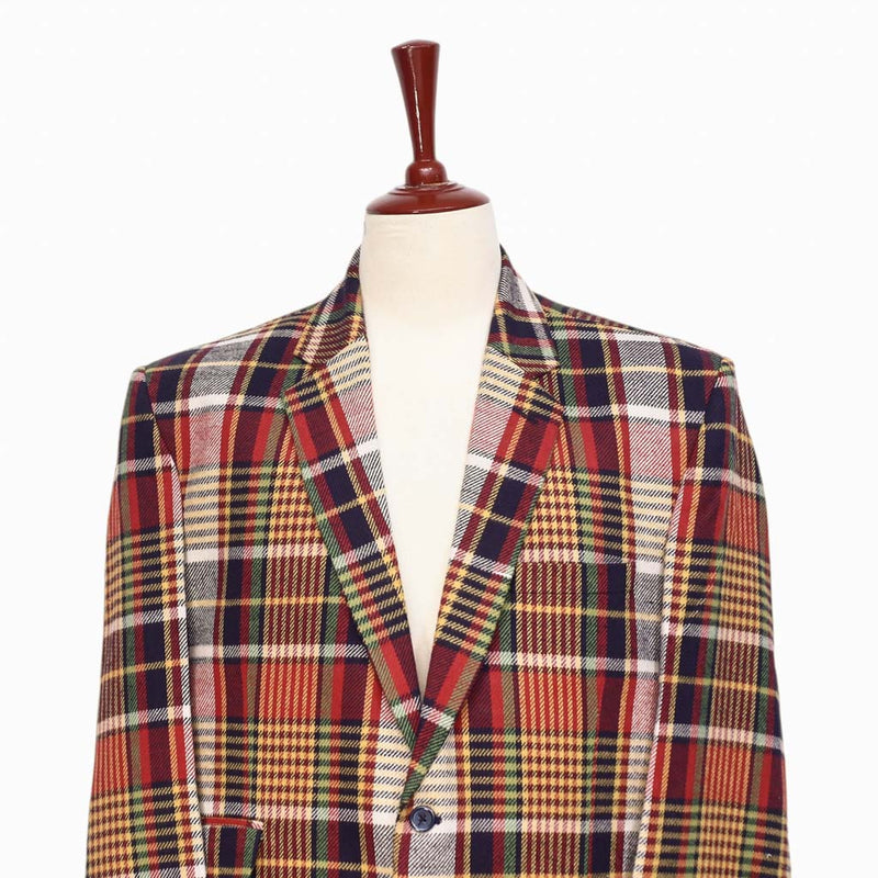 Mens Blazer Plaid 100% Wool Multicolor Lined Dress Formal Jacket Sport Coat 48R