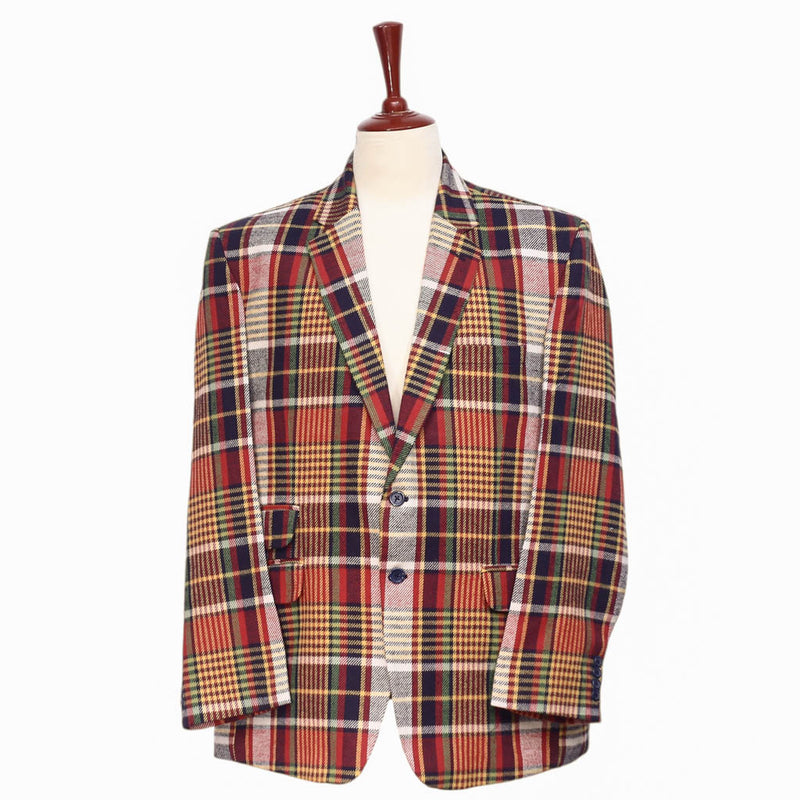 Mens Blazer Plaid 100% Wool Multicolor Lined Dress Formal Jacket Sport Coat 48R