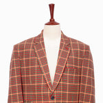 Mens Blazer Red Green Yellow Plaid Check Wool Dress Formal Jacket Sport Coat 48R
