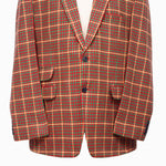Mens Blazer Red Green Yellow Plaid Check Wool Dress Formal Jacket Sport Coat 48R