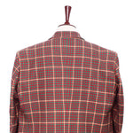 Mens Blazer Red Green Yellow Plaid Check Wool Dress Formal Jacket Sport Coat 48R