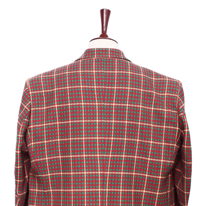 Mens Blazer Red Green Yellow Plaid Check Wool Dress Formal Jacket Sport Coat 48R