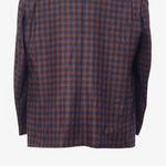 Mens Blazer Plaid Check 100% Wool Brown Blue Dress Formal Jacket Sport Coat 48R
