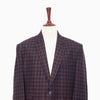 Mens Blazer Plaid Check 100% Wool Brown Blue Dress Formal Jacket Sport Coat 48R