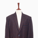 Mens Blazer Plaid Check 100% Wool Brown Blue Dress Formal Jacket Sport Coat 48R