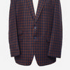 Mens Blazer Plaid Check 100% Wool Brown Blue Dress Formal Jacket Sport Coat 48R