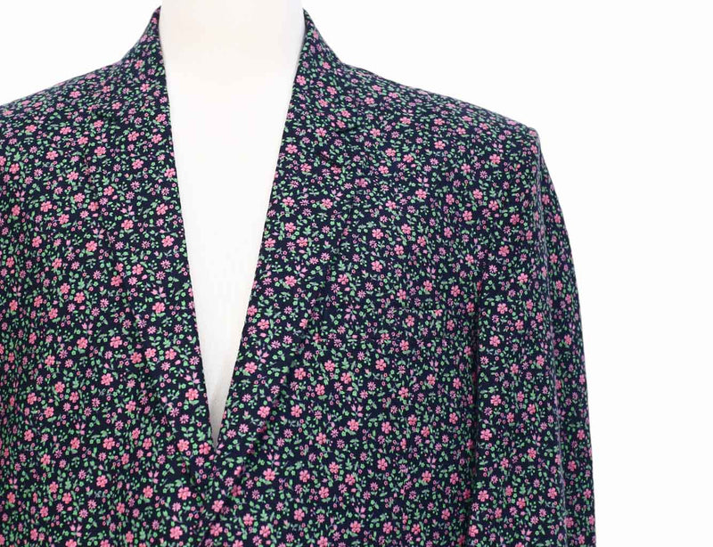 Mens Blazer Floral Blue Pink Green Cotton Formal Jacket Wedding Sport Coat 48R