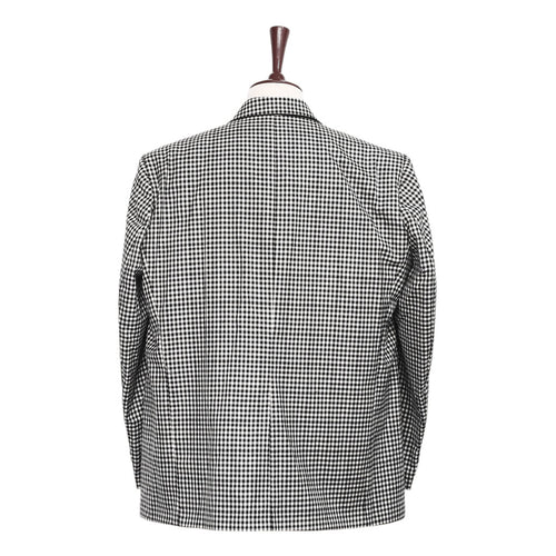 Mens Blazer Black White Check Plaid Cotton Formal Jacket Wedding Sport Coat 48R