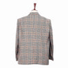 Mens Blazer Plaid 100% Wool Beige Orange Blue Dress Formal Jacket Sport Coat 48R