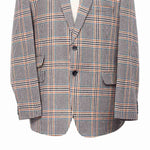 Mens Blazer Plaid 100% Wool Beige Orange Blue Dress Formal Jacket Sport Coat 48R