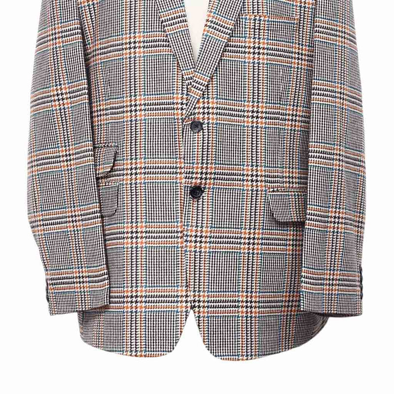 Mens Blazer Plaid 100% Wool Beige Orange Blue Dress Formal Jacket Sport Coat 48R