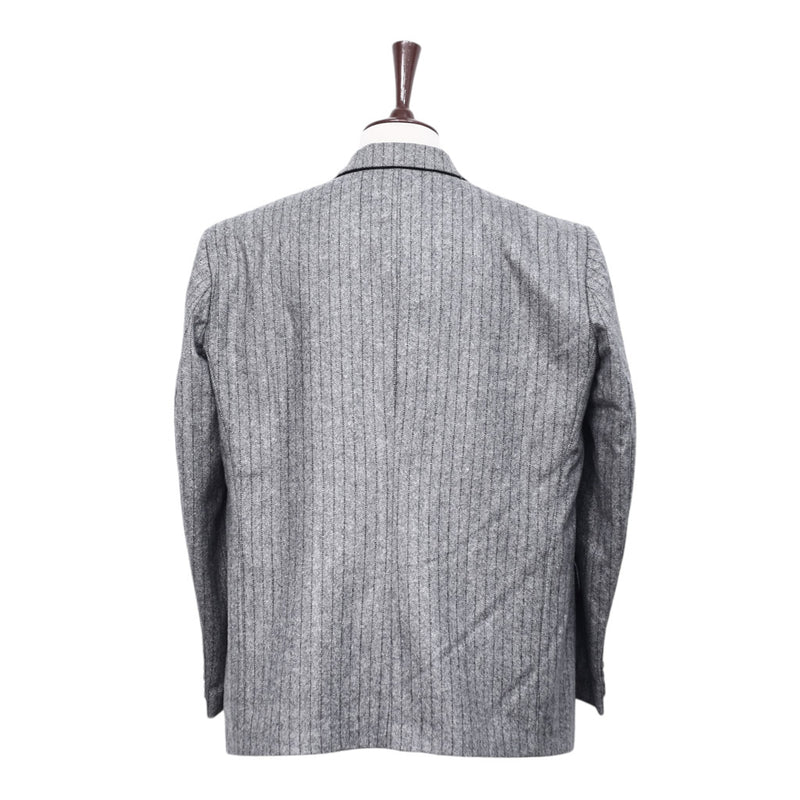 Mens Blazer Gray Herringbone Striped Wool Dress Formal Jacket Sport Coat 48R