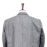 Mens Blazer Gray Herringbone Striped Wool Dress Formal Jacket Sport Coat 48R