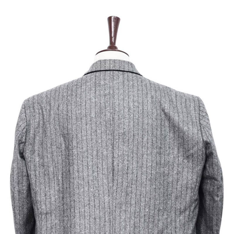 Mens Blazer Gray Herringbone Striped Wool Dress Formal Jacket Sport Coat 48R