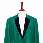Mens Blazer Green Wool Velvet Dress Formal Tuxedo Jacket Wedding Sport Coat 48R