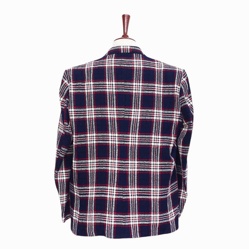 Mens Blazer Plaid Check Blue Red White Formal Suit Jacket Wedding Sport Coat 48R