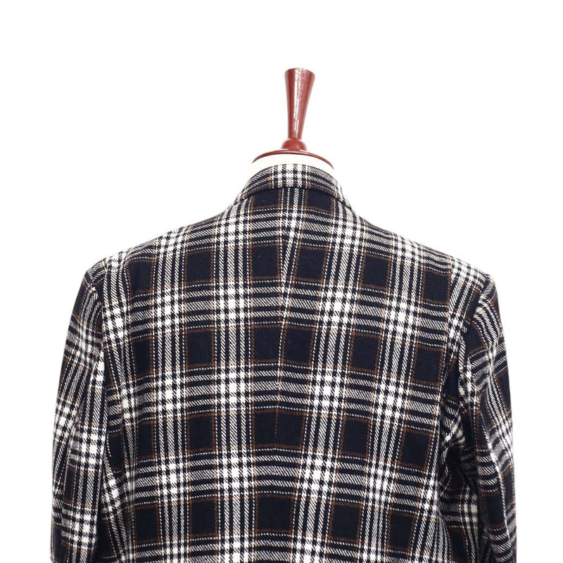 Mens Blazer Plaid Wool Black White Brown Formal Jacket Wedding Sport Coat 48R