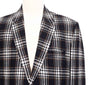 Mens Blazer Plaid Wool Black White Brown Formal Jacket Wedding Sport Coat 48R