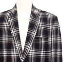 Mens Blazer Plaid Wool Black White Brown Formal Jacket Wedding Sport Coat 48R