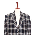 Mens Blazer Plaid Wool Black White Brown Formal Jacket Wedding Sport Coat 48R